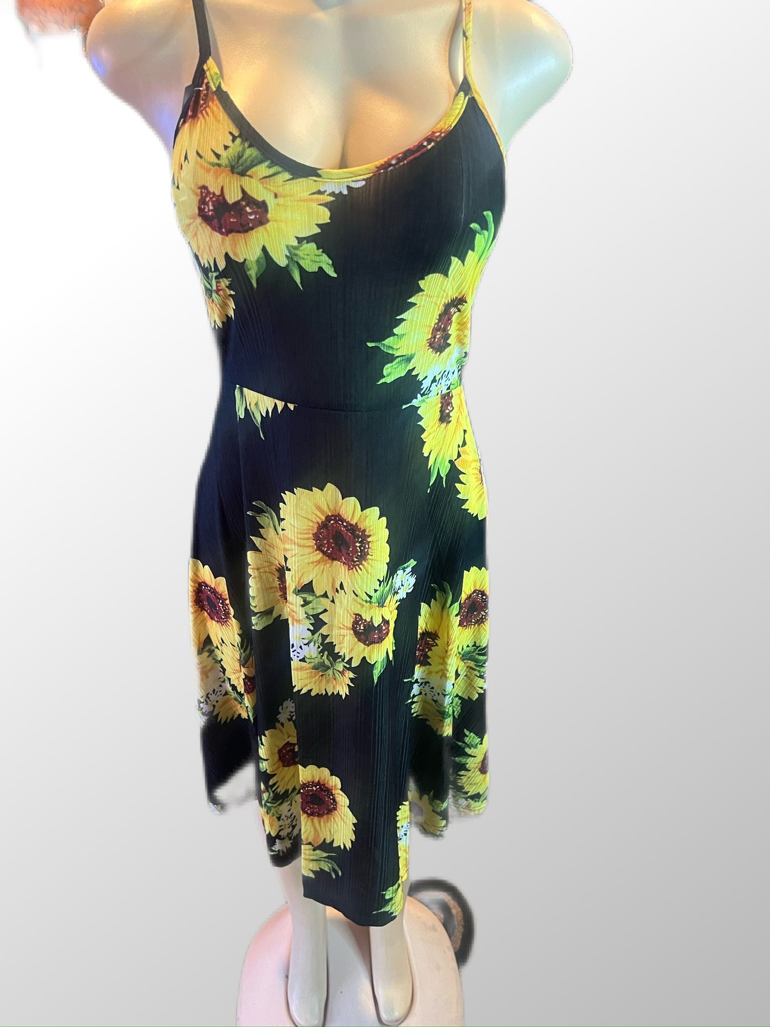 Beautiful Black And Yellow Floral Dress