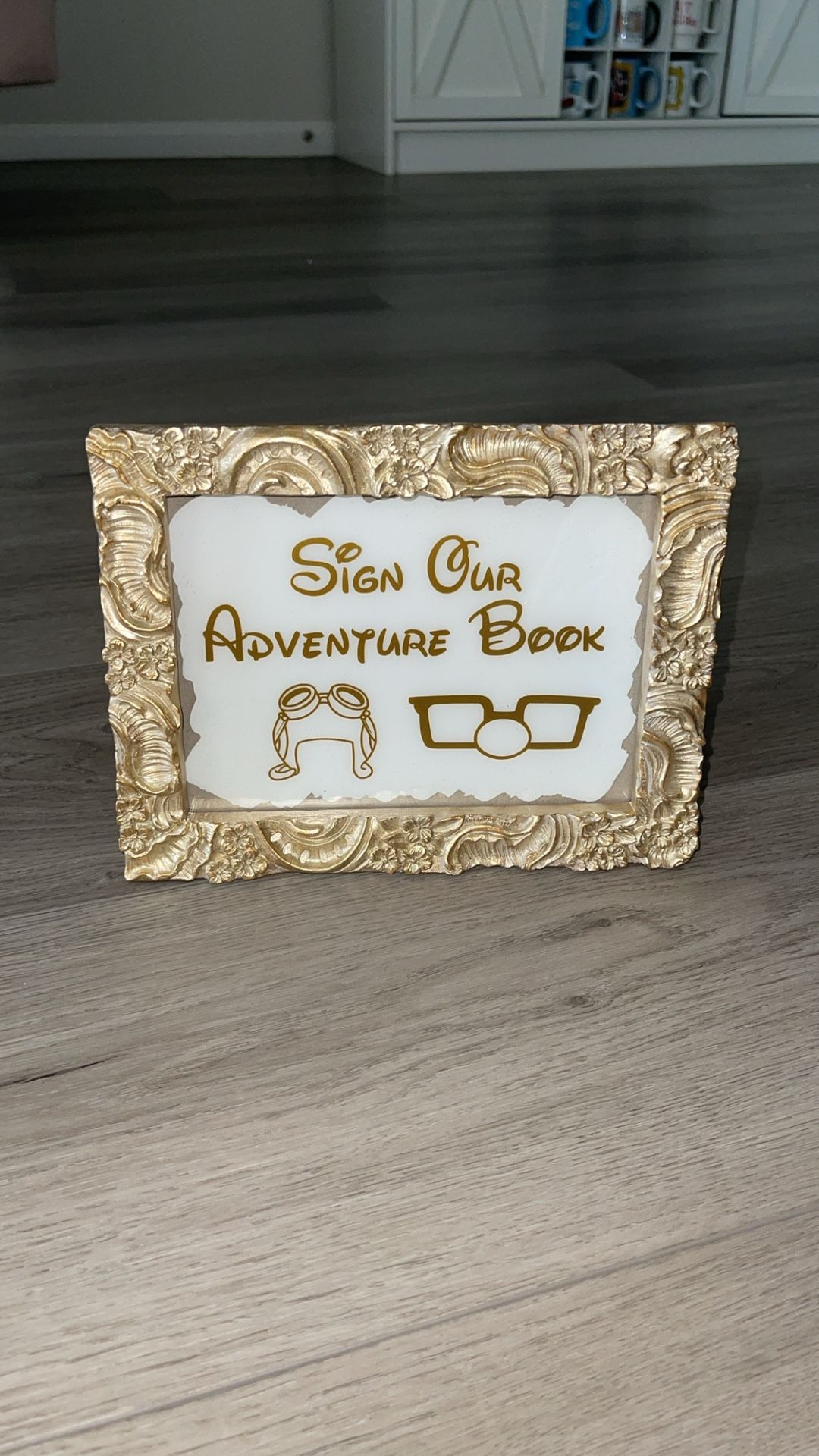 Disney UP guest book signage with frame