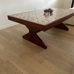 1970s mid century modern ceramic tile coffee table