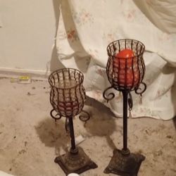 Two Antique Candle Holders Need Cleaning Both For $30