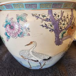Mid 20th Century Asian Ceramic Fish Bowl Planter