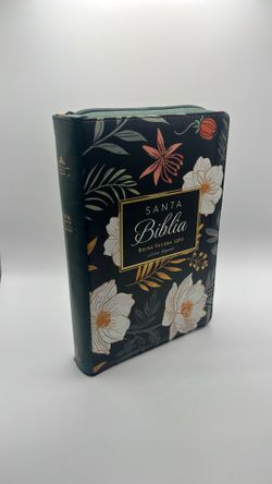 Biblia con Cierre Letra Gigante Manual 14 puntos RV1960, imit piel verde oscuro floral con índice y canto floral