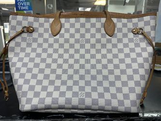 LV Damier Azure Neverfull MM White 