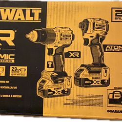 20V MAX XR Hammer Drill and ATOMIC Impact Driver 2 Tool Cordless Combo Kit with (2) 4.0Ah Batteries, Charger, and Bag And ATOMIC 20V MAX Cordless Brus