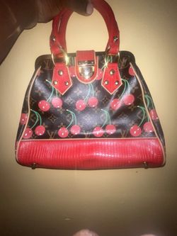 limited edition Louis Vuitton x Takashi Murakami w/rare red lizard skin accents.