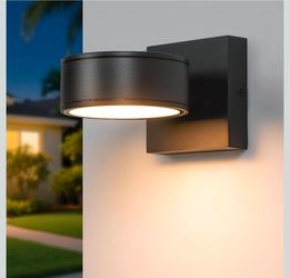 Fire Wolf Aluminum LED Outdoor Wall Light, Modern Black 3000K Outdoor Wall Sconce, Waterproof Front Door Down Light Wall Mount, Exterior Lighting Fixt