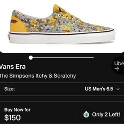 VANS ERA The Simpsons itchy and scratchy 
Use in good shape 
Men's 5.5
 KIds 5.5y
WOMEN'S SIZE 7