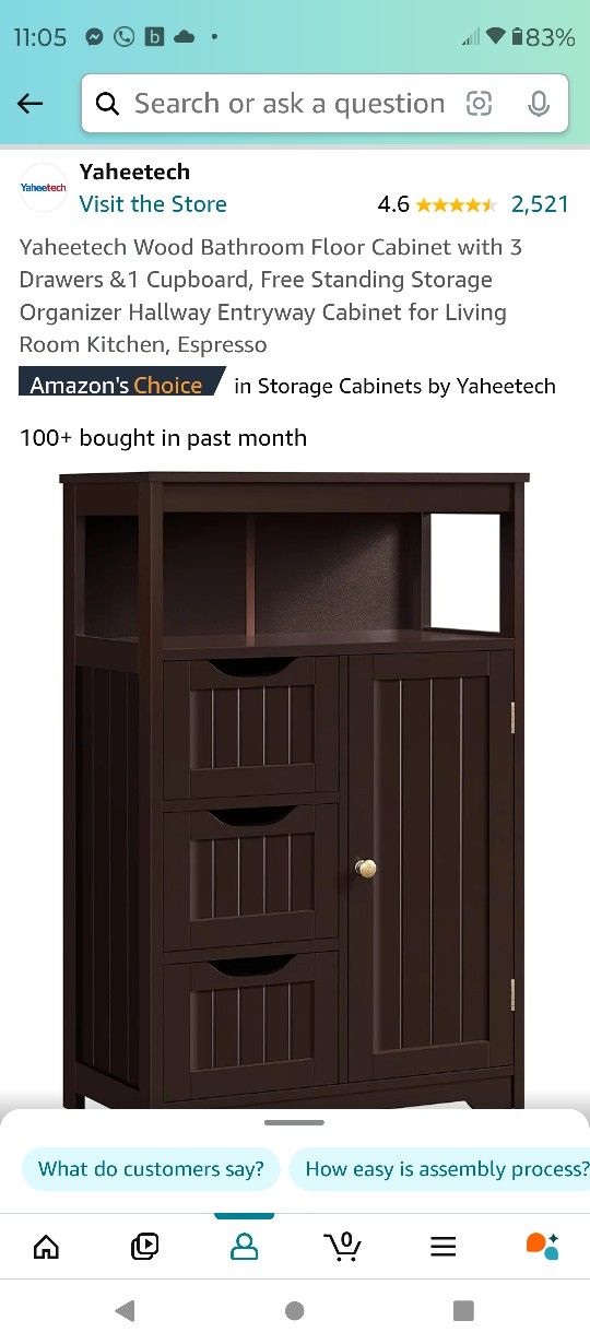 Espresso Wood Bathroom Storage Cabinet