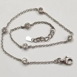 Sterling Silver And Cz Anklet