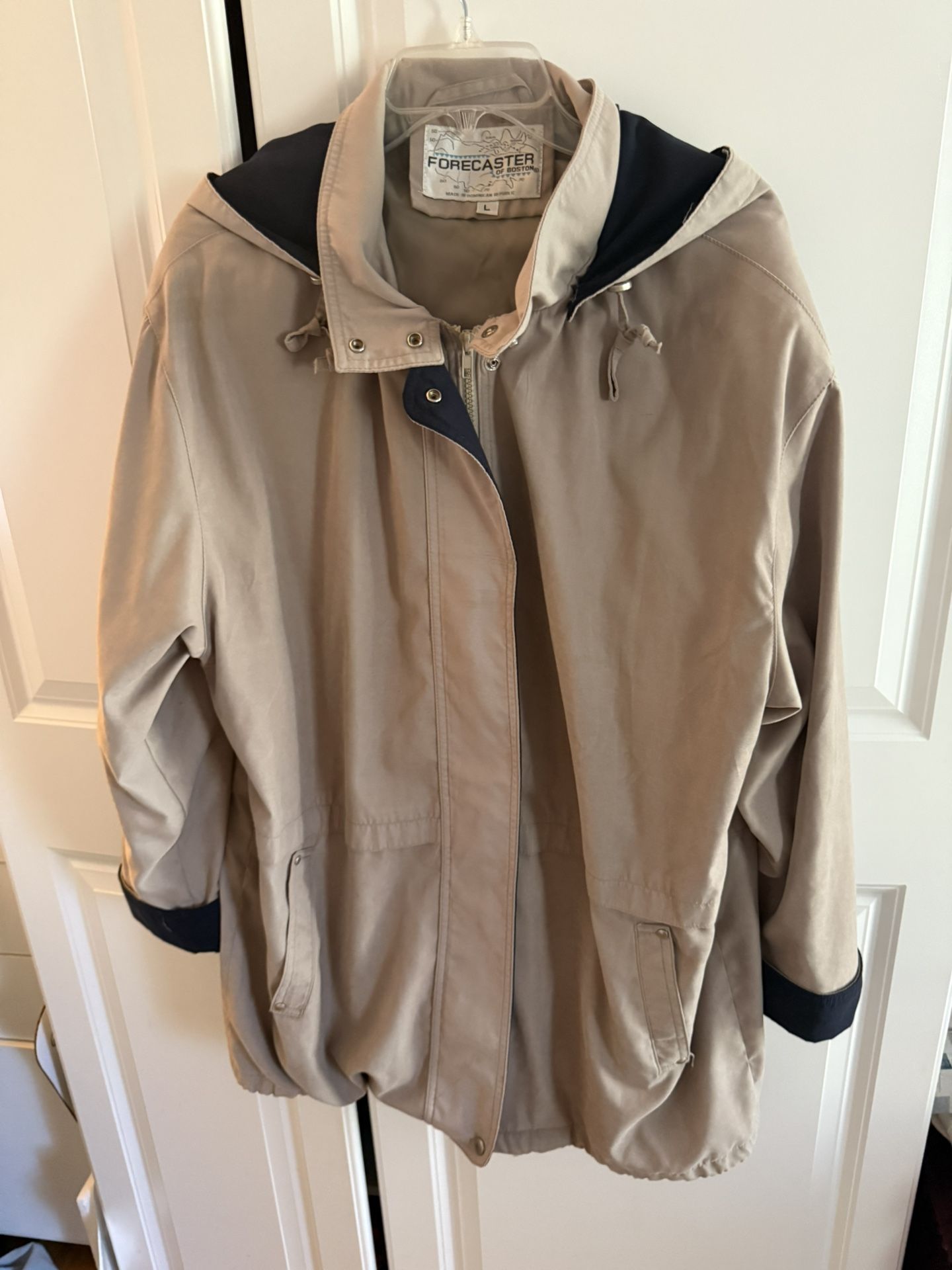 Beige and black Forecast raincoat / trench#raincoat size large with hood