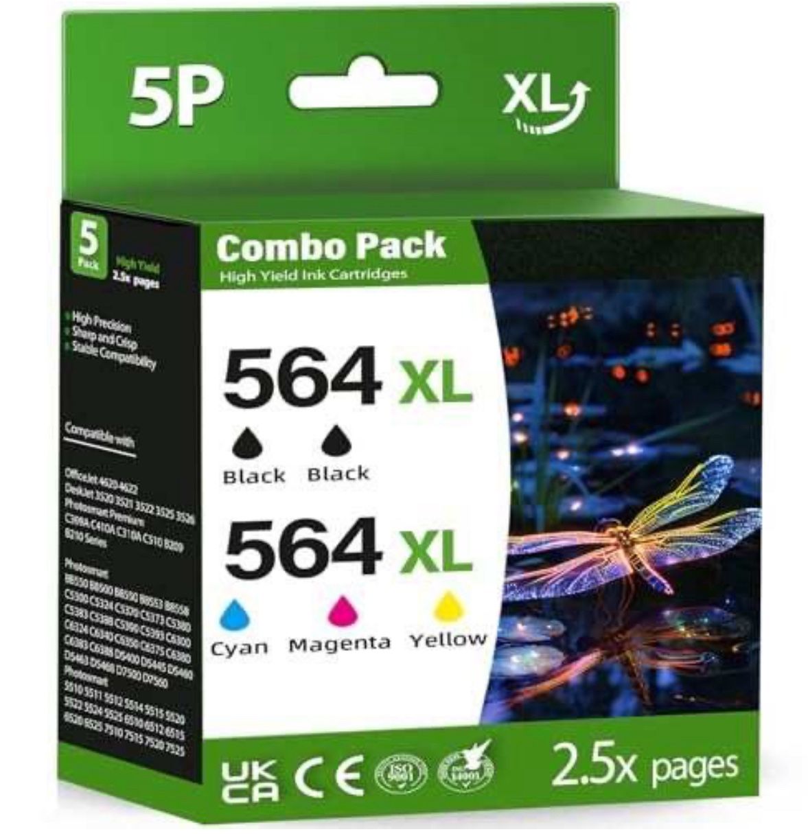 Printer 564XL Ink Cartridges For HP 564 XL Photosmart 7(contact info removed) 6(contact info removed) 5-Pack