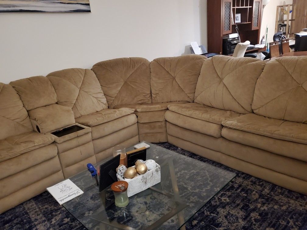 3 piece sectional with 2 recliners and full size sleeper