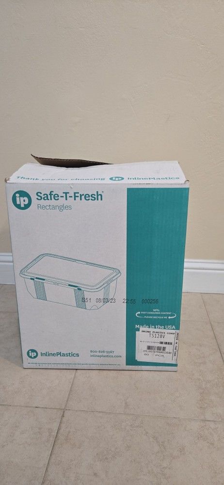Safe T Fresh Rectangles Plastic Clear Disposable Containers. Total 48/cs.