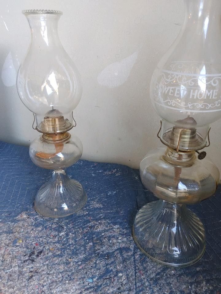 Set Of 2 Antique Oil Lamps 