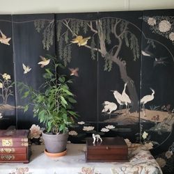 Antique Six Panel Mahogany Cormandel Screen 