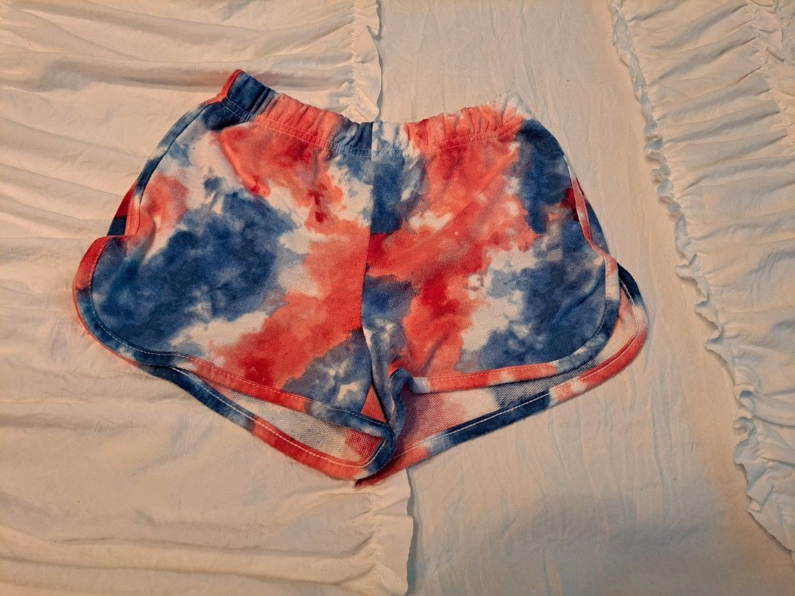 Girls Shorts Size Medium 7/8 Bobbie Brooks Tie Dye Red White & Blue