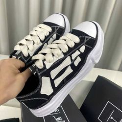 Amiri x Maison Mihara Yasuhiro Denim Trainers – Blue & White Skeleton Design 