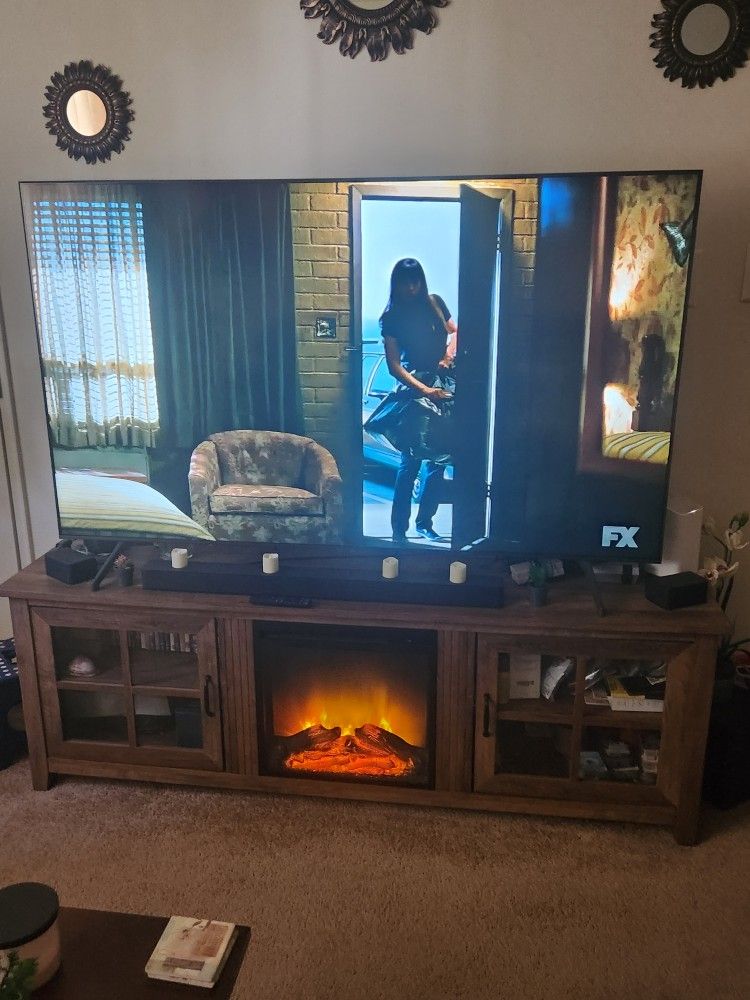 70 Inch Samsung/Vizio V51 Model, Electric Fireplace & Vizio Surround Sound System