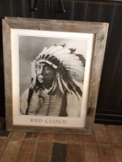 RED CLOUD Framed In Distressed Wood Frame Print Of Photograph American Indian Art