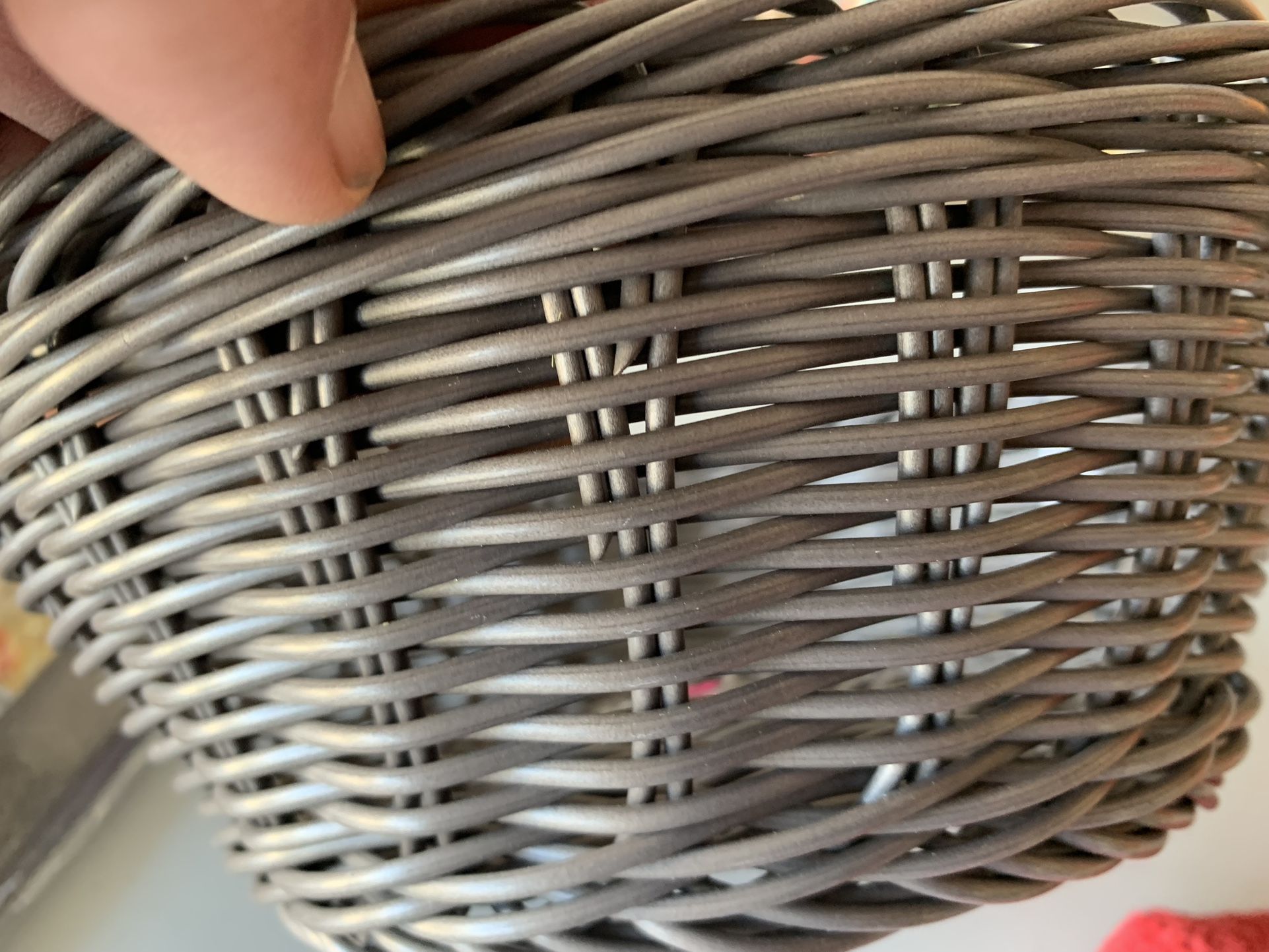 New Weaved 8 Inches Round Basket In Gray Finish
