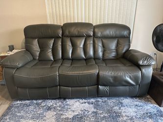 Gray faux leather sofa