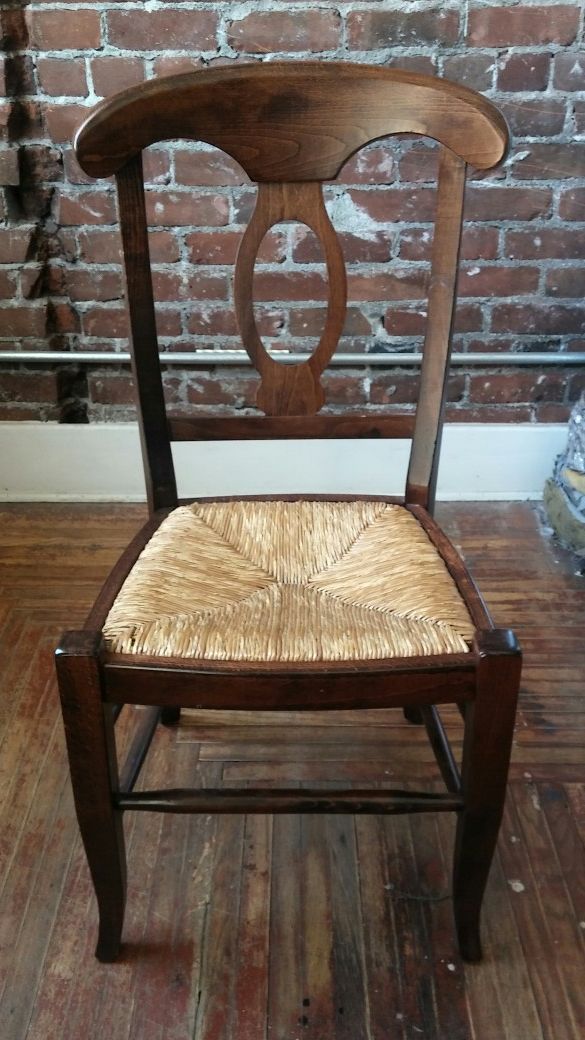 PotteryBarn Napoleon Rush Seat Side Chairs Tuscan Chestnut stain
