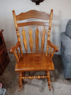 $15 If Sold Today -Solid Oak Wood Rocking Chair