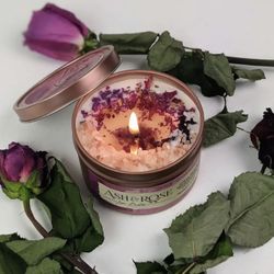 Love Notes Loaded Tin Candle w/ Rose Petals and Pink Salt