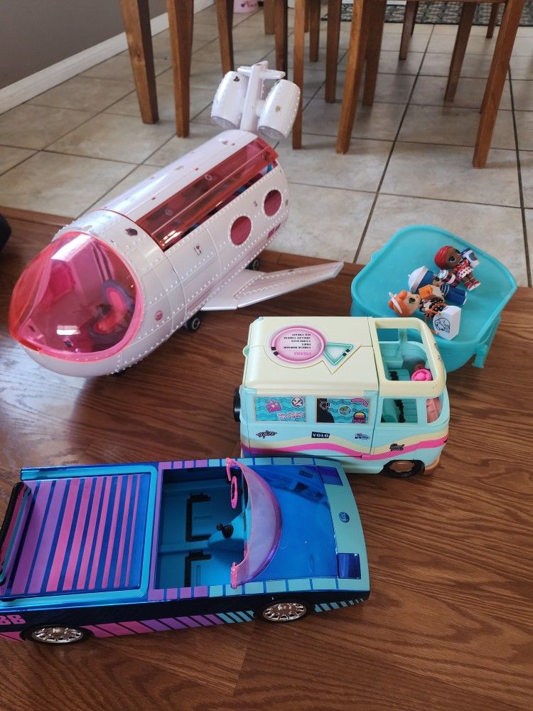 LOL Doll Plane Jet Car Bus Toy Bundle