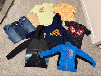 Boys Youth Size 7/8 Clothes Lot Nike Adidas Jeans Shirts Sweatshirts Spider-Man 6+ pounds
