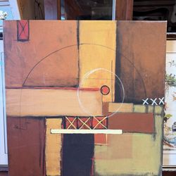 Oil On Canvas Signed Abstract 28 X 28