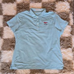 Peter Millar Polo Shirt Extra Large XL Mens LACC US Open Baby Blue Striped Golf