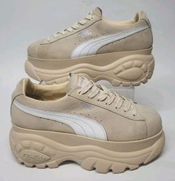 Puma size 8.5 X Buffalo London Shoes Womens White Beige Suede Platform Limited edition!