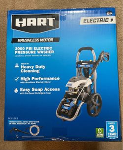 HART 3000PSI 1.1 GPM Cold Water Electric Pressure Washer Brushless Motor 13 Amps