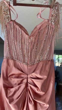 Rose Gold Beaded Corset Formal Gown