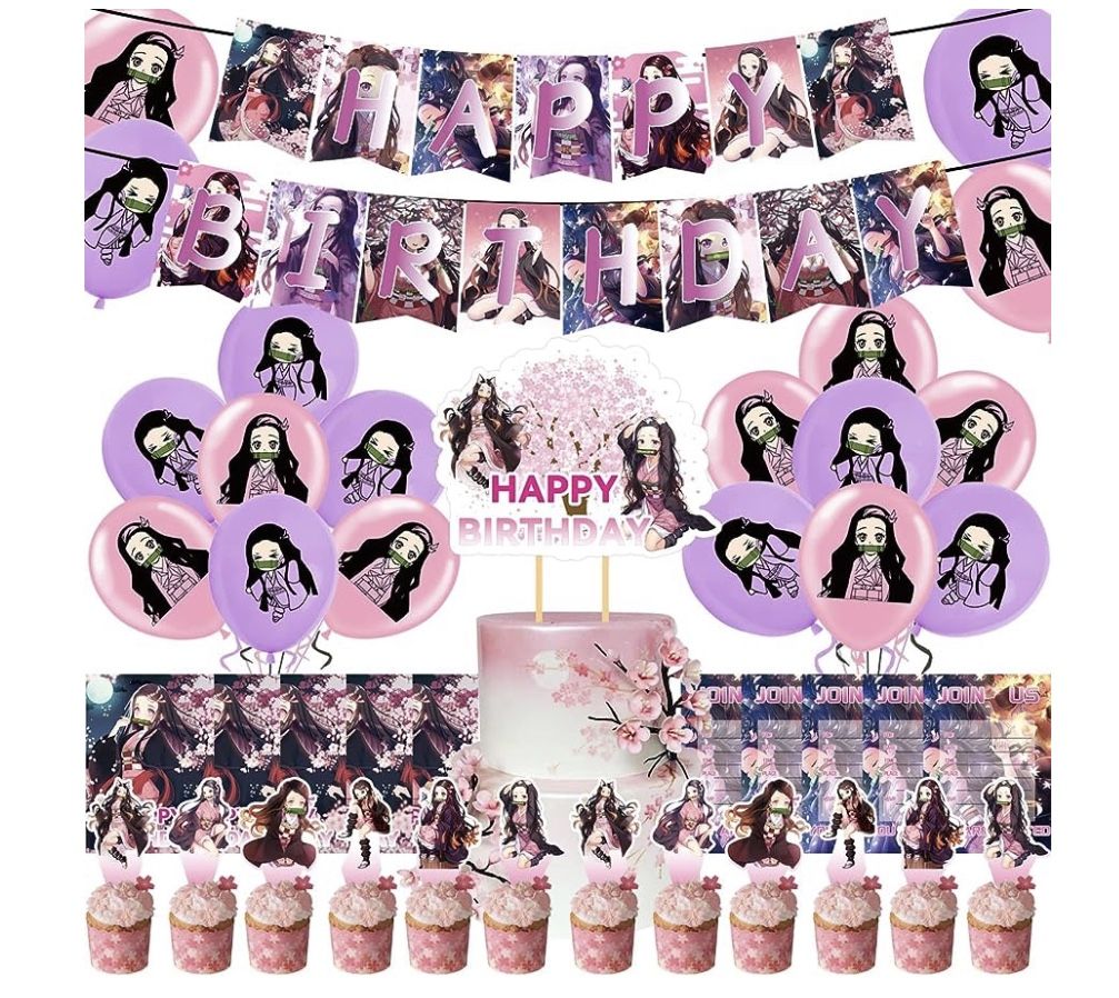 Demon Slayer Nezuko Birthday Party Decorations