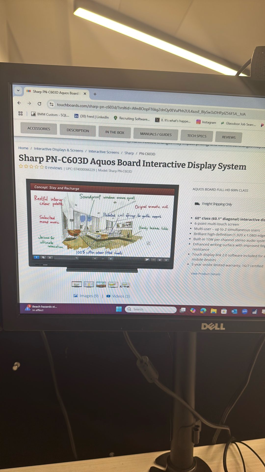 Sharp PN-C603D Aquos Board Interactive display System