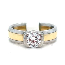 18Kt Yellow Gold & Platinum Diamond Ring 10.16g .8CTW Size 6 I-2060