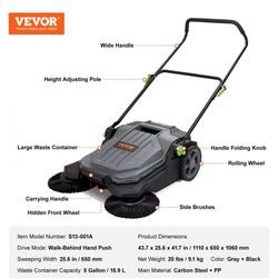 VEVOR Walk-behind Hand Push Floor Sweeper