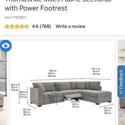 Thomasville Miles Fabric Sectional with Power Footrest