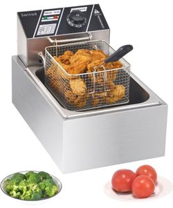Electric Deep Fryer with Basket for Home Use, Countertop Commercial Deep Fryer 1700w Powerful Performance 9.7Qt Large Capacity Stainless Steel Oil Fry