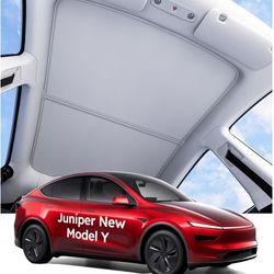 Wigoo 2025 Tesla New Model Y Juniper Accessories Sunshade Roof [Never Sag, Nano Ice-Crystal Coatings] 3-Gen Heat Insulation Glass Roof Sun Shade, Acce