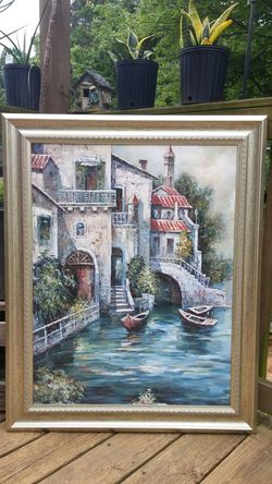 NEW! Beautiful Acrylic Painting with Silver Frame