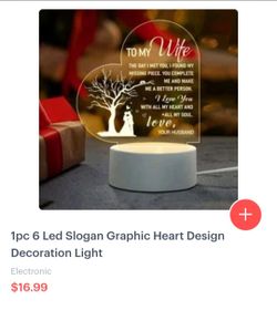 To My Wife heart decoration light