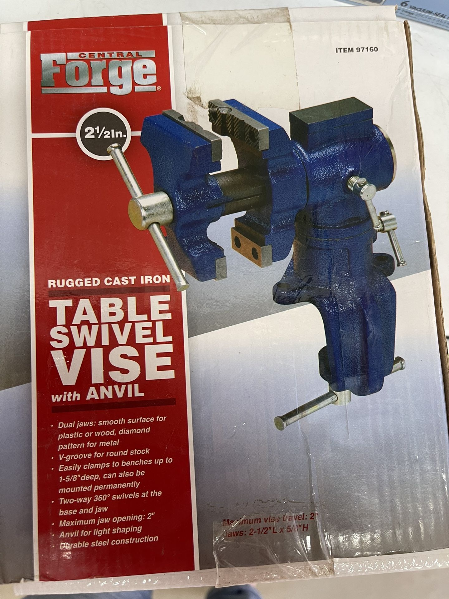 Central Forge 2 1/2” Table Swivel Vise With Anvil