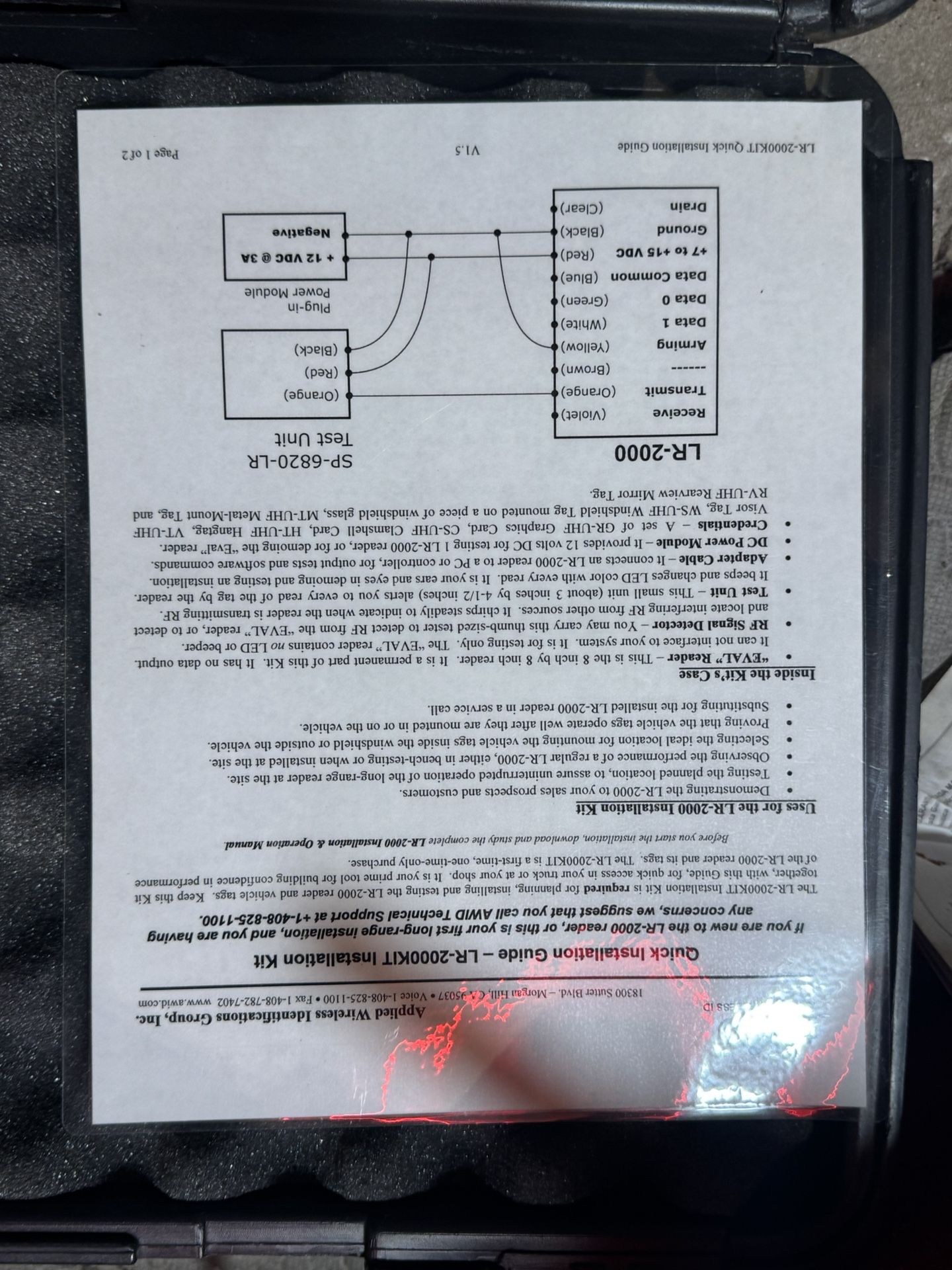 Awid LR 2000 Kit Install Kit For Rfid Reader Both Pedestrian And Vehicular