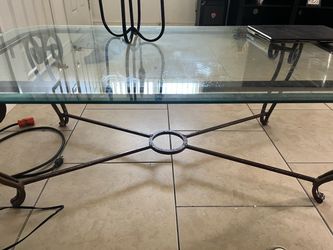 Glass Top Wrought Iron Coffee Table