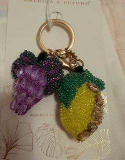 New Beaded Grape & Lemon Fruit Keychain