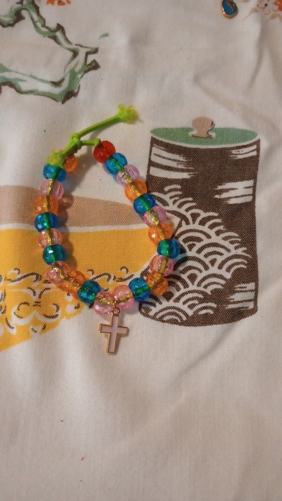 Pink Cross Charm Anklet Or Bracelet