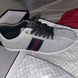 Gucci Bambi Web Silver Shoes